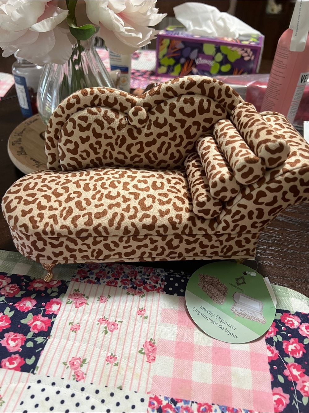 New Jewelry Organizer Mini Chaise Lounge in Leopard Print - Unbranded